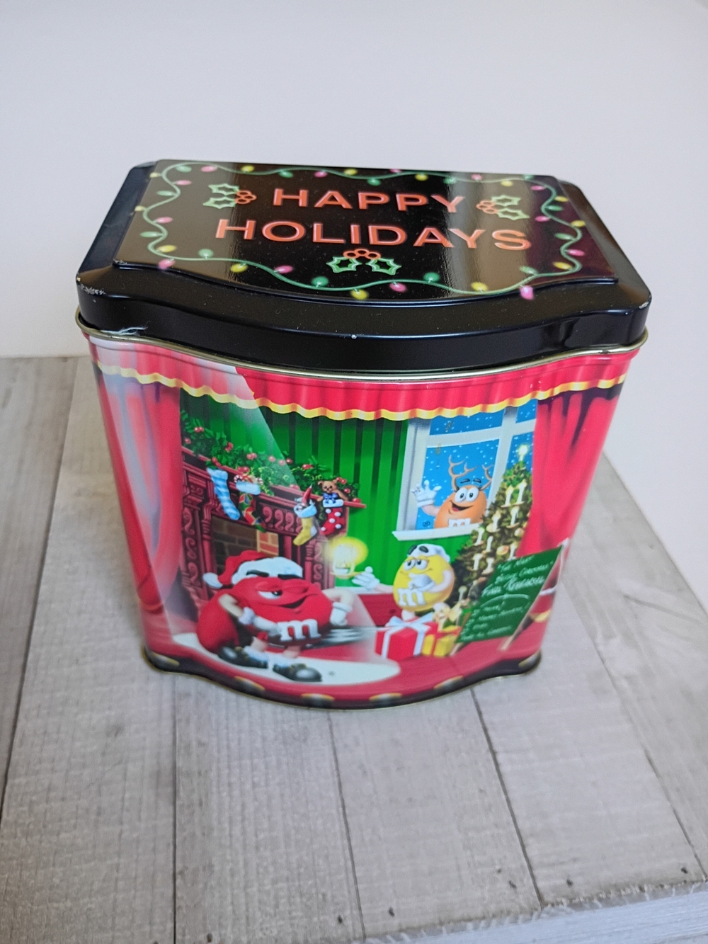 Vintage 1998 M&M's Christmas Tin Limited Edition Village Series Theater No 07